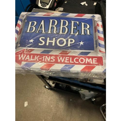 5 Pcs Barber Shop Sign 1 Pcs 7 ft Barber Flag with Pole Kit Double Sided Print Yard Sign with Metal Stakes Feather Windless Barbershop Flags for Outdoor Business Advertising