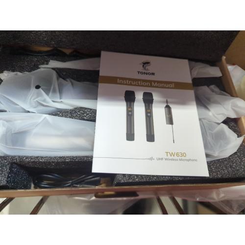 Color Black TONOR Wireless Microphone, UHF Dual Cordless Metal Dynamic Mic System with Rechargeable Receiver (Black)