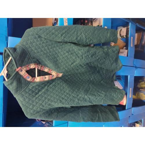 Size M ...Women's Green Geometric Texture Plaid Trim Sweatshirt Trendy Outfits 2024 Fall Clothes