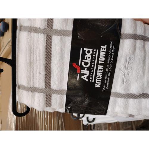 All-Clad Checked Kitchen Towel: Highly Absorbent, Super Soft Long Lasting - 100% Cotton, 17x30 Tea Towel for Cleaning & Drying Dishes, Pans, Glassware, or Countertops, (1-Pack), Titanium Gray