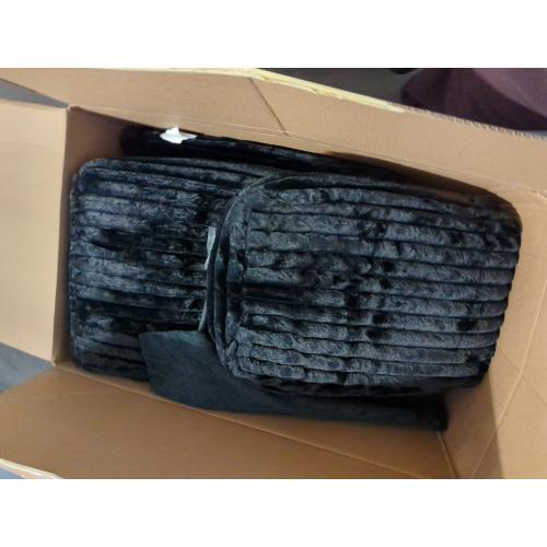 Oversized Chaise Lounge Indoor, Modern Plush Corduroy Fabric Deep Seat Boneless Memory Foam Sleeper Chaise Lounge Sofa Chair with Pillows for Living Room Bedroom Studio, No Assembly Couch, Black