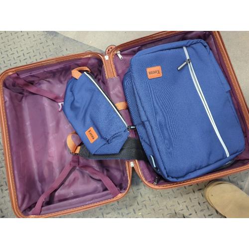 Carry On Luggage Set 22x14x9 Airline Approved Luggage Sets 3 Piece,Suitcases with Wheels,ABS Hard Case Luggage with TSA Lock Spinner Wheels(20 Inch,BP/TB)