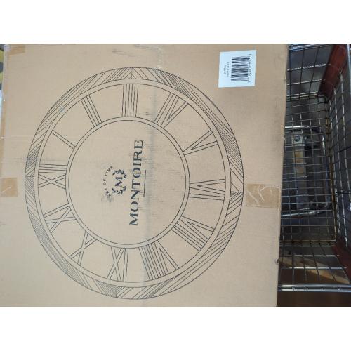 Montoire 24 Inch Wooden Farmhouse Wall Clock, Extra Large for Living Room Decor - Big Rustic Wood Large Round Wall Clock 24 Inches or Larger, Battery Operated with Decorative Roman Numerals