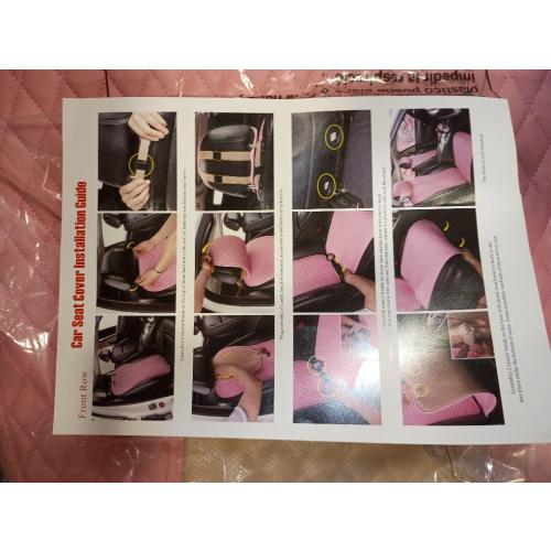 Front Car Seat Covers - Leather Seat Covers with Storage Pocket and Two Belt Pads, Anti-Slip Waterproof Universal Seat Covers for Cars Fit Cars Trucks SUV(Pink,2 Pack)