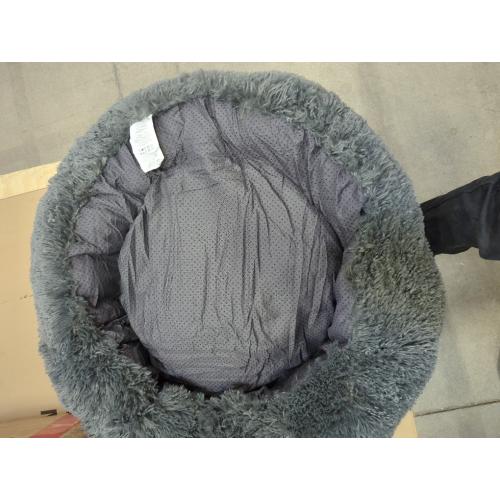 Calming Dog Bed for Small Dogs - Donut Washable Small Pet Bed,  Anti-Slip Round Fluffy Plush Faux Fur  Cat Bed, Fits up to 25 lbs Pets, Dark Grey