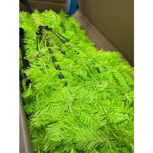 Bendable Christmas Tree Whimsical Christmas Pre-Lit Lime Green Stole Bent Top Artificial Xmas Tree Decorations with LED Lights Ornament Bag(7.5ft)