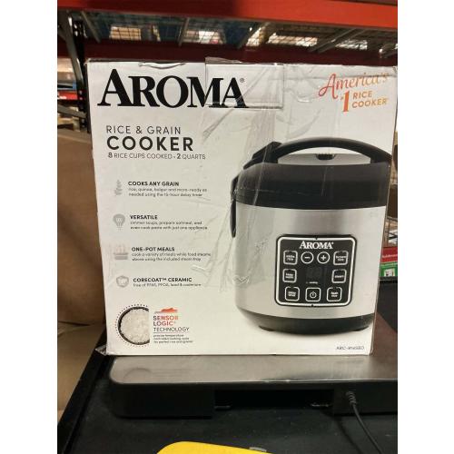AROMA Digital Rice Cooker, 4-Cup (Uncooked) / 8-Cup (Cooked), Steamer, Grain Cooker, Multicooker, 2 Qt, Stainless Steel Exterior, ARC-914SBD