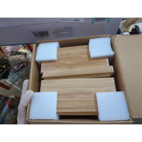 Stackable Bamboo Drawer Organizer Set – 2 Boxes with 1 Lid | Wood-Laminated Trays for Kitchen Utensils, Silverware & Flatware – Storage Fits Cabinets, Pantry, Bathroom & Office | 10.2x7.3 (2-Pack)