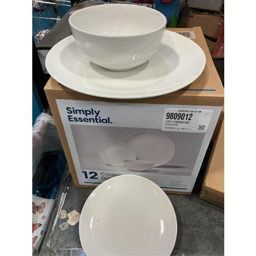 Simply Essential Coupe 12-Piece Dinnerware Set in White
