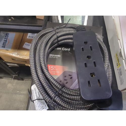 GE Size  15-ft 16/3 Black 3 Prong Indoor SJT Light Duty