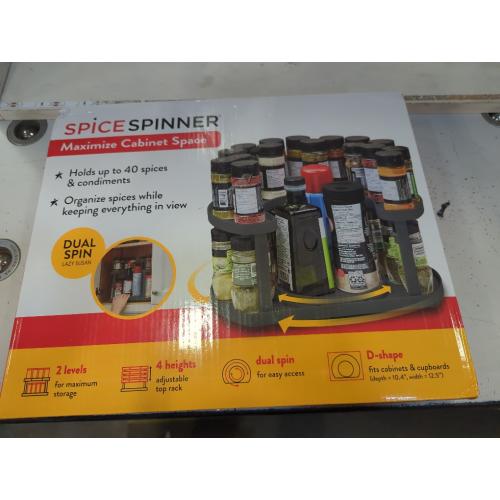 2-Tier Spice Rack Organizer for Cabinet | Rotating Lazy Susan Spice Organizer Holds 40 Spice Jars | Countertop & Pantry Spice Shelf for Kitchen Organization & Storage (White)