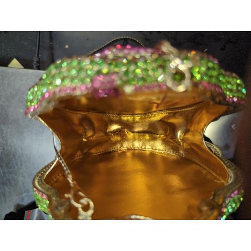 Boutique De FGG Rose Crystal Clutch Purse Women Flower Evening Bag Wedding Party Prom Bridal Rhinestone Floral Handbag,Mini