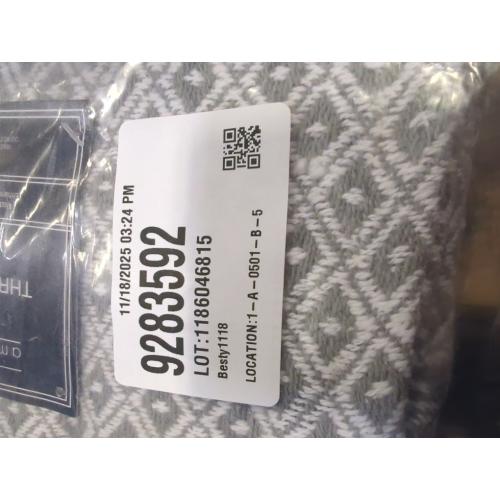 Americanflat 50x60 Throw Blanket - Soft and Breathable Cotton Throw Blanket for Couch, Bed, Chair - Decorative Blankets Perfect for Home, Office, or Outdoor Use - Grey and White Mini Diamond Design