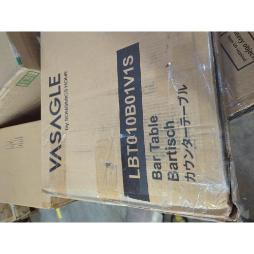 VASAGLE Bar Table, Narrow Long Kitchen Dining Table, Sturdy Metal Frame, Industrial, 15.7 x 39.4 x 35.4 Inches, Rustic Brown and Ink Black ULBT10X