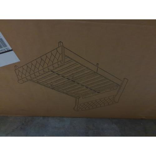 Dulane Chenille / Velvet Upholstered Sleigh Queen Bed with Scroll Wingback Headboard Grey