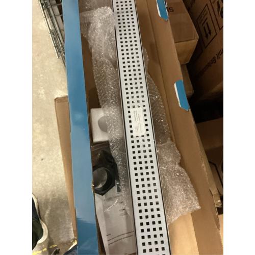 SaniteModar Linear Shower Drain, Linear Drain 32 inch with Removable Square Hole Panel, Brushed 304 Stainless Steel Shower Floor Drain with Adjustable Feet and Hair Catcher