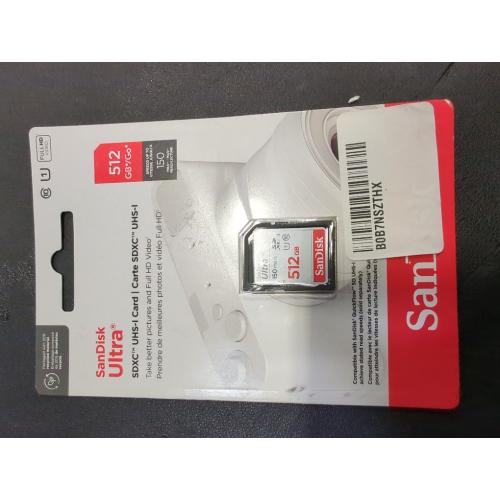 SanDisk 512GB Ultra SDXC UHS-I Memory Card - Up to 150MB/s, C10, U1, Full HD, SD Card - SDSDUNC-512G-GN6IN