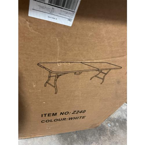 Folding Table 6ft - Heavy Duty Plastic Table with Handle, Foldable & Portable, Fold-in-Half Utility Tables for Outdoor, Dining, Wedding, Events, Indoor, Picnic, Camping, Party (White)