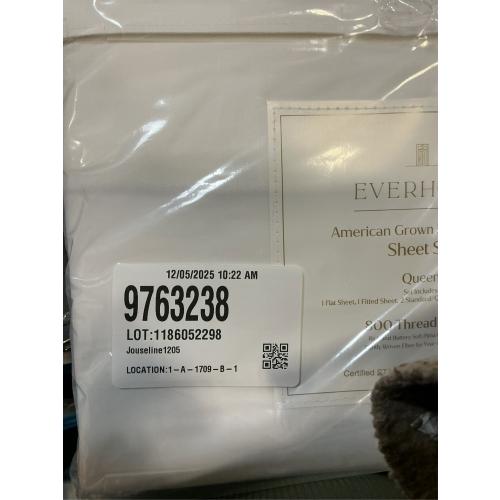 Everhome PimaCott Sateen Embroidered 800-Thread-Count Queen Sheet Set in Microchip