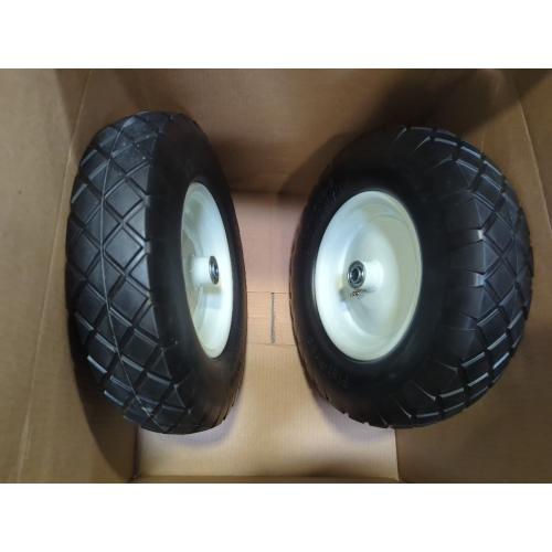 4.80/4.00-8 Tire and Wheel, 16 Flat Free Solid Wheelbarrow Tire with 5/8&3/4 Bearings 3 Hub, 14-16 Universal Fit Wheelbarrow Tires for Hand Truck/Garden Trailer/Trolley/Wagons