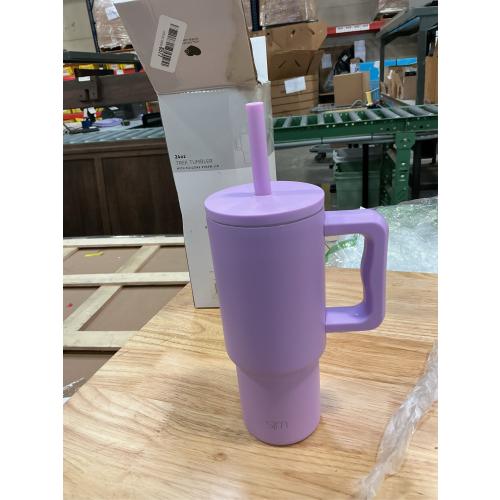 Simple Water Bottle with Straw Lid Vacuum Insulated Stainless Steel Metal Cup Bottles | Reusable Leak Proof BPA-Free Flask for Sports | Summit Collection | 24oz purple