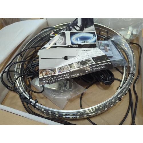 15.5 Inch Cool White Rim Lights,Wheel Light for Cars,Pure White Wheel Lights,6500k Cool White,IP68 Waterproof,Rocker Switch Control,Double Row LED Beads（4 Pcs ）