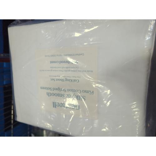 Nestwell Pima Cotton 500-Thread-Count California King Sheet Set in White Stripe