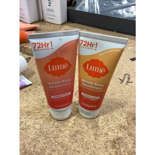 Lume Whole Body Women's Invisible Cream Tube Deodorant Clean Tangerine Scent - Aluminum 2 pack