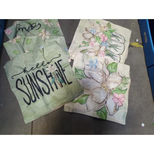 AVOIN colorlife Spring Mangnolia Green Throw Pillow Covers, 18 x 18 Inch Hello Sunshine Vases Cushion Case Decoration for Sofa Couch Set of 4