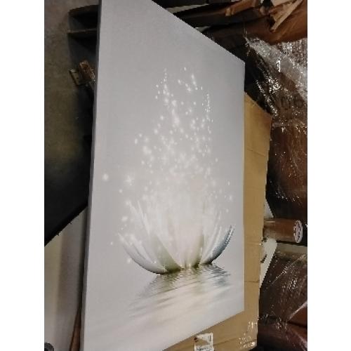 LZIMU Zen Canvas Wall Art White Lotus Flower Bloom in Water Picture Prints Wall Decor Framed Grey Painting for Yoga Spa Meditation Spiritual Room Decor (12x18in (30x45cm), Zen Artwork-3)