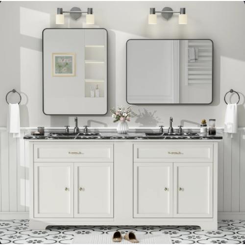 Black Metal Framed Bathroom Mirror for Wall 55x36