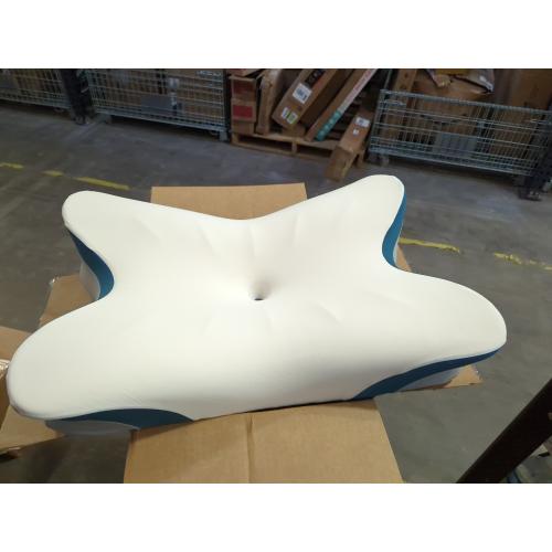 White Blue and Grey 26x17.5 Cervical Pillow for Neck Pain Relief - Ergonomic Neck Pillow for Sleeping Contour Memory Foam Pillows with Cooling Pillowcase, Orthopedic Bed Pillow for Side Back Stomach Sleepers