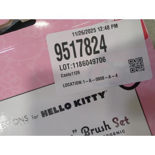 Impressions Vanity 6-PCs Makeup Brush set with Hello Kitty Kawaii Icon and Aluminum Ferrule, Super Soft Makeup Brushes for Foundation, Face Powder, Blending, Defined Shadow, Eye Shadow (White)