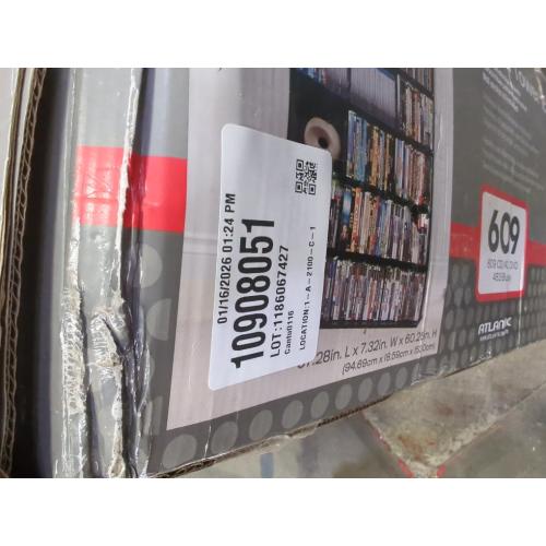 Atlantic Elite Media Storage Cabinet - Medium Tower, Stores 609 CDs, 483 Blu-Rays, 420 DVDs, 410 PS3/PS4 Games or 528 wii Games with 7 Fixed Shelves, PN35435742 in Black