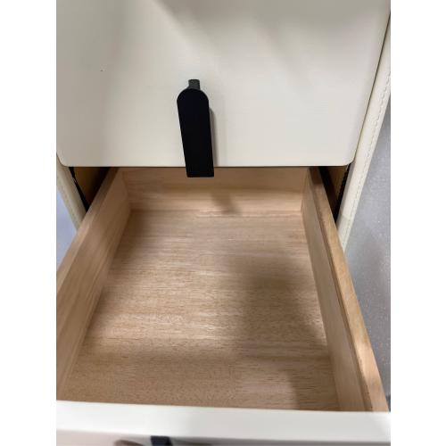 VICITON Narrow Nightstand with 2 Drawers, Narrow Side Table Leather Surface, Slim Bedside Table for Bedrooms, Dormitories, Living Rooms (Cream White, 15.7 D x 11.8 W x 22.4 H)