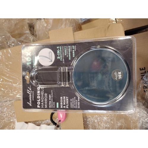 Danielle Creations 5.5-Inch Folding 2-Sided Hand Mirror, 10x Magnification, Acrylic
