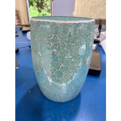 Modern Bathroom Trash Can Mosaic Glass 5L | 7 x 10 | Decorative Small Garbage Can | Luxury Waste Basket for Restroom, Office, Bedroom & Kitchen | Shiny Turquoise Green Bathroom Accessories