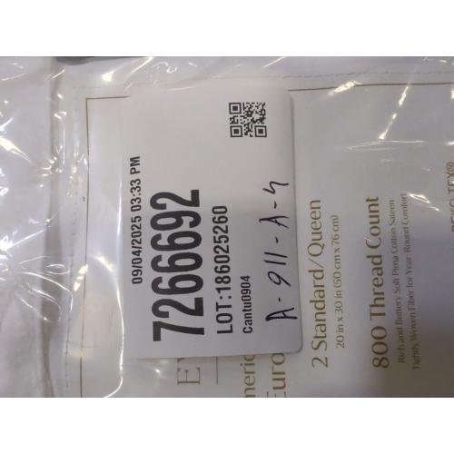Everhome PimaCott Embroidered 800-Thread-Count Standard Pillowcases in White (Set of 2)