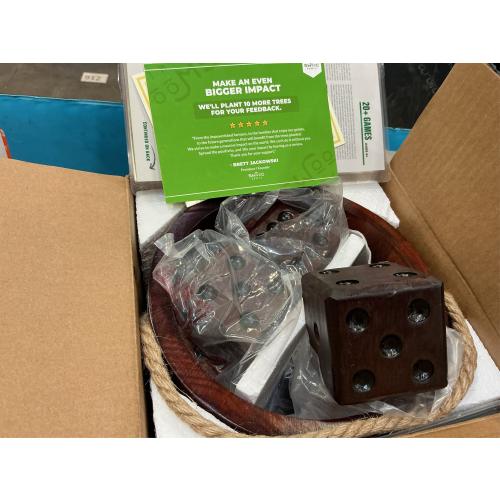 Yardzee, Farkle & 20  Games - Light-Weight Yard Dice Game Set (All Weather) with Wood Bucket, 5 Score Cards, and Marker