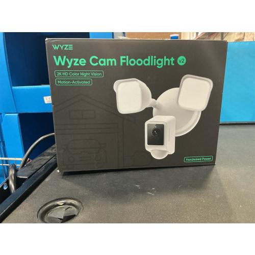 WYZE Floodlight Camera v2, Security Camera Outdoor, 2K HD with Color Night Vision, 2800-Lumen LEDs, 160° Wide View, 105dB Siren, Works with Alexa & Google Assistant, Wired, Free Expert Support