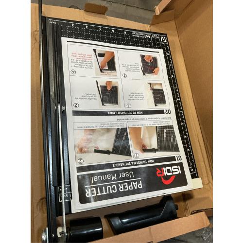 ISDIR Guillotine Paper Cutter 12 with Integrated Pressure Bar – Heavy Duty Metal Base, 12-Sheet Capacity, Magnetic Guide & Safety Guard – Precision Trimmer for Cardstock, Crafts, DIY, Photos & Office