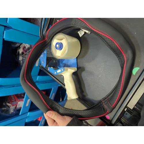 Valleycomfy Steering Wheel Covers Universal 15 inch - Genuine Leather, Breathable, Anti Slip & Odor Free (Black with Red Lines, M(14 1/2-15 1/4))