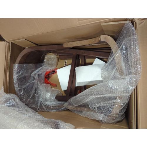 Set of 2 Brown Wooden Chairs With Beige Cushions