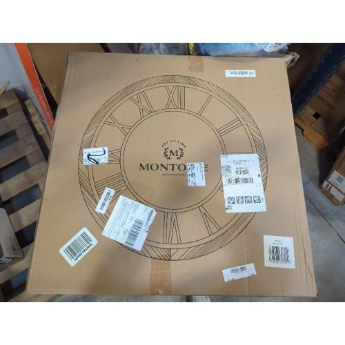 Montoire 24 Inch Wooden Farmhouse Wall Clock, Extra Large for Living Room Decor - Big Rustic Wood Large Round Wall Clock 24 Inches or Larger, Battery Operated with Decorative Roman Numerals