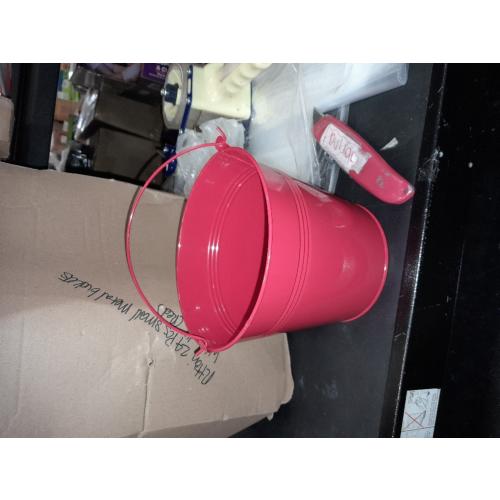 Rtteri 24 Pcs Metal Bucket 5 x 3.5 x 4.7 Inch Mini Party Buckets for Flower Pot Plant Basket Iron Small Metallic Pails with Handle for Container Candy Snack Crafts Vase Party Favors(Red)