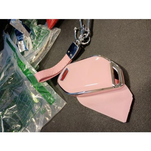 Montague Key Fob Cover for KIA with Leather Keychain, Premium TPU Key Case Shell for Kia Telluride, Sorento X-Line, K4/K5 GT-Line Remote Smart Key Fob Protector (5 Buttons, Pink)