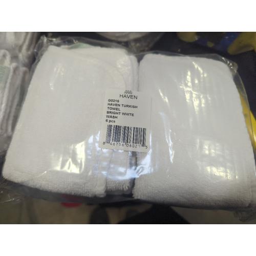 Set of 6 Color White Haven Turkish towel bright white wash