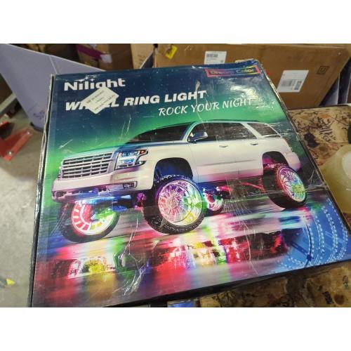 Nilight 4PCS 17.5inch Double Row LED Wheel Ring Lights RGB with APP and Remote Control Neon Light w/Turn Signal and Braking Function Dual Row for Car Van SUV Truck