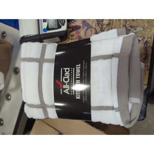 All-Clad Checked Kitchen Towel: Highly Absorbent, Super Soft Long Lasting - 100% Cotton, 17x30 Tea Towel for Cleaning & Drying Dishes, Pans, Glassware, or Countertops, (1-Pack), Titanium Gray