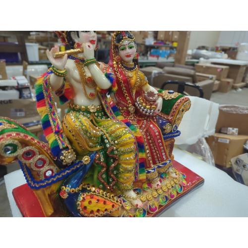 Size 13 eSplanade Resin Radha Krishna on Sofa Murti Idol Statue Sculpture (13 Inches)